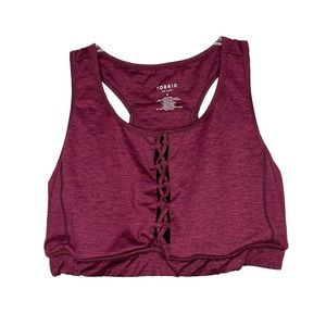 Torrid Active Sports Workout Bra Maroon Burgundy Racerback Lace Up Elastic 2 2X